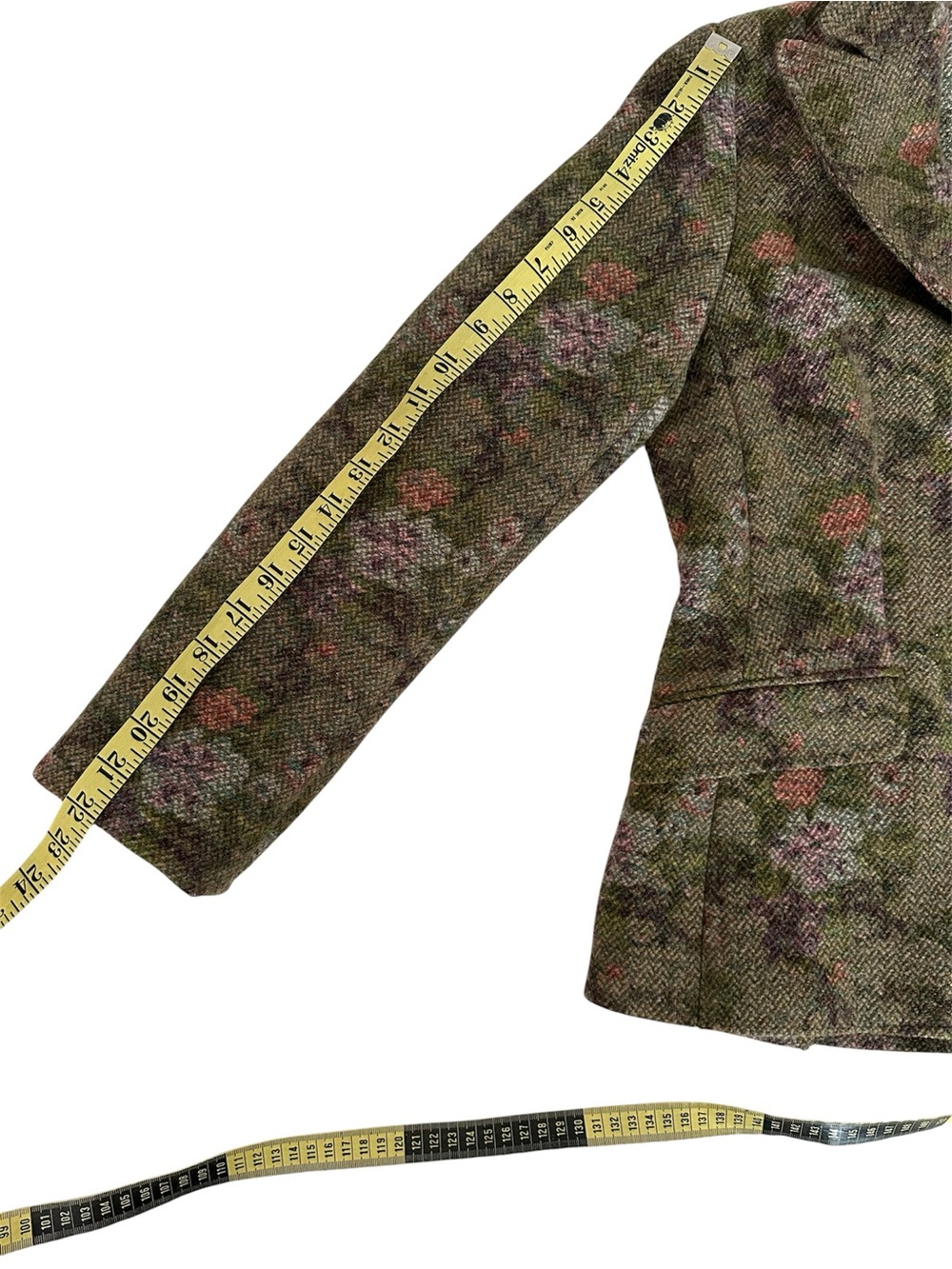 Etro Milano Wool Blend Jacket Blazer Mossy Green Floral Size 44 - Picture 12 of 12